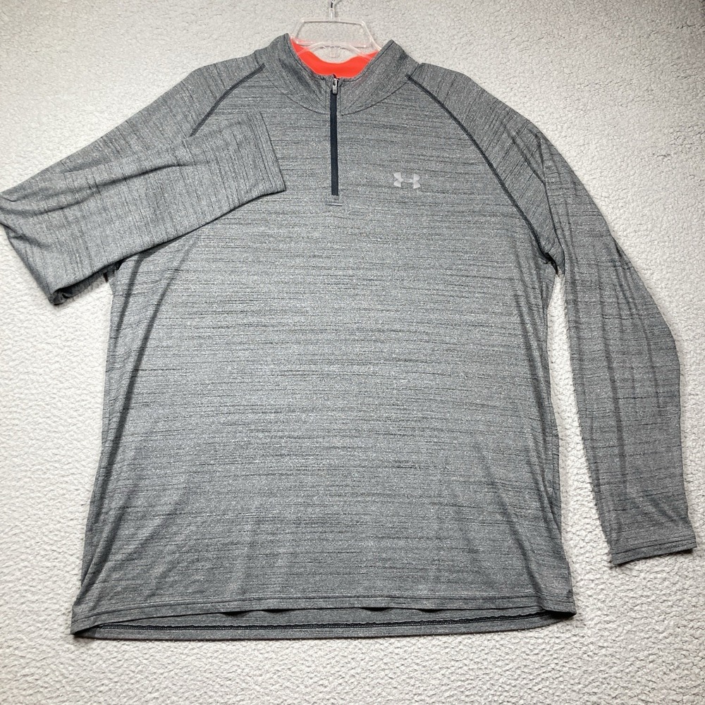 Under Armour 1/4 Zip Sweatshirt Adult 2XL Gray Long Sleeve‎ Loose Heat Gear